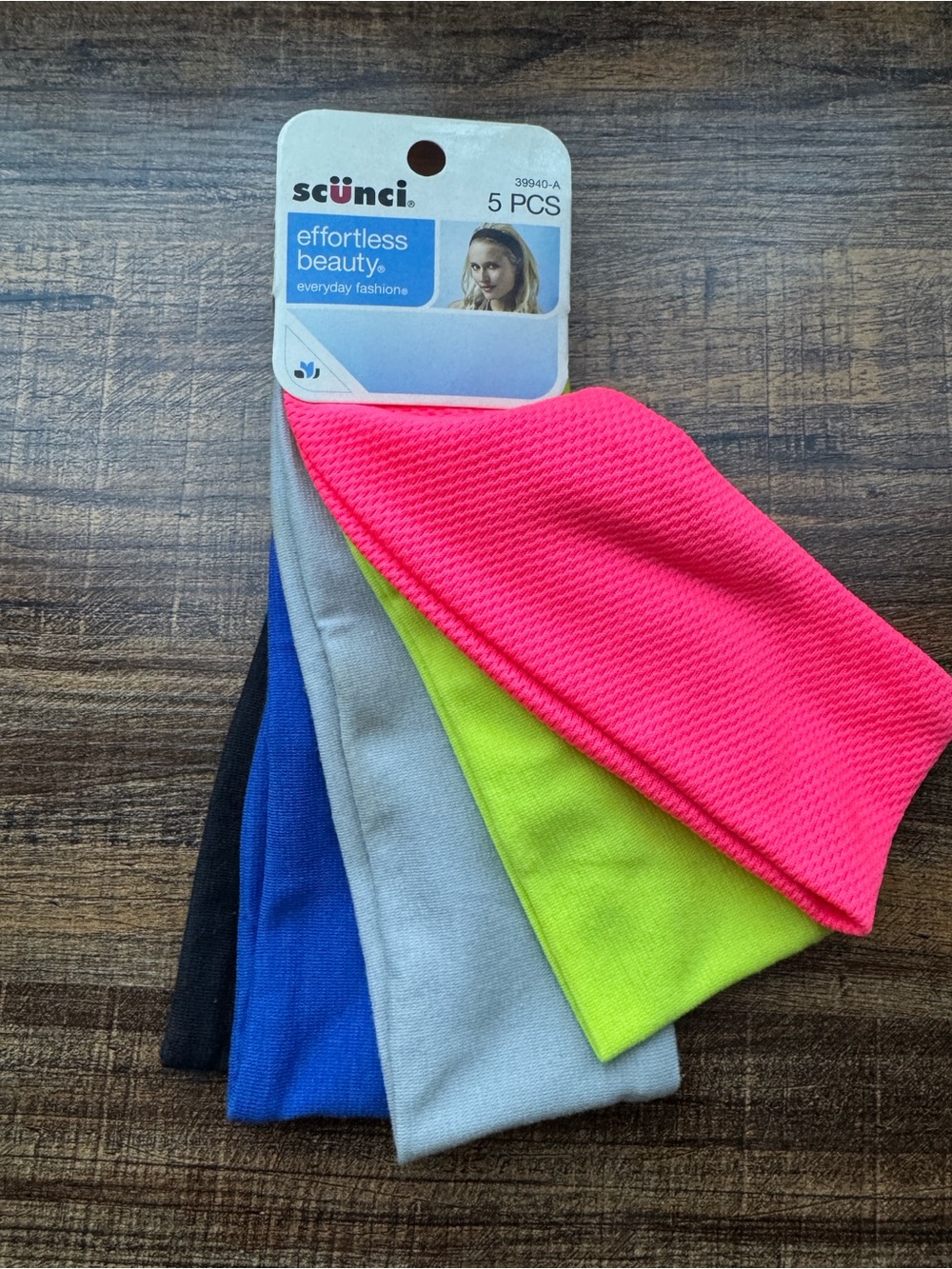 Scünci Effortless Beauty Elastic Fabric Headbands 5 Pack Neon Basics New